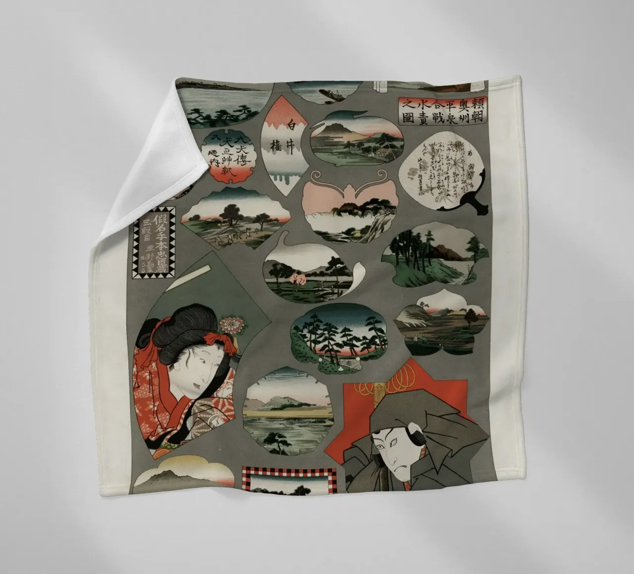 Japan pattern fleecedeken van vintageshop