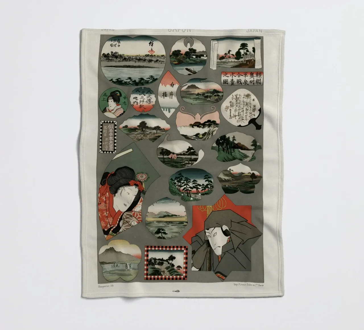 Japan pattern fleecedeken van vintageshop