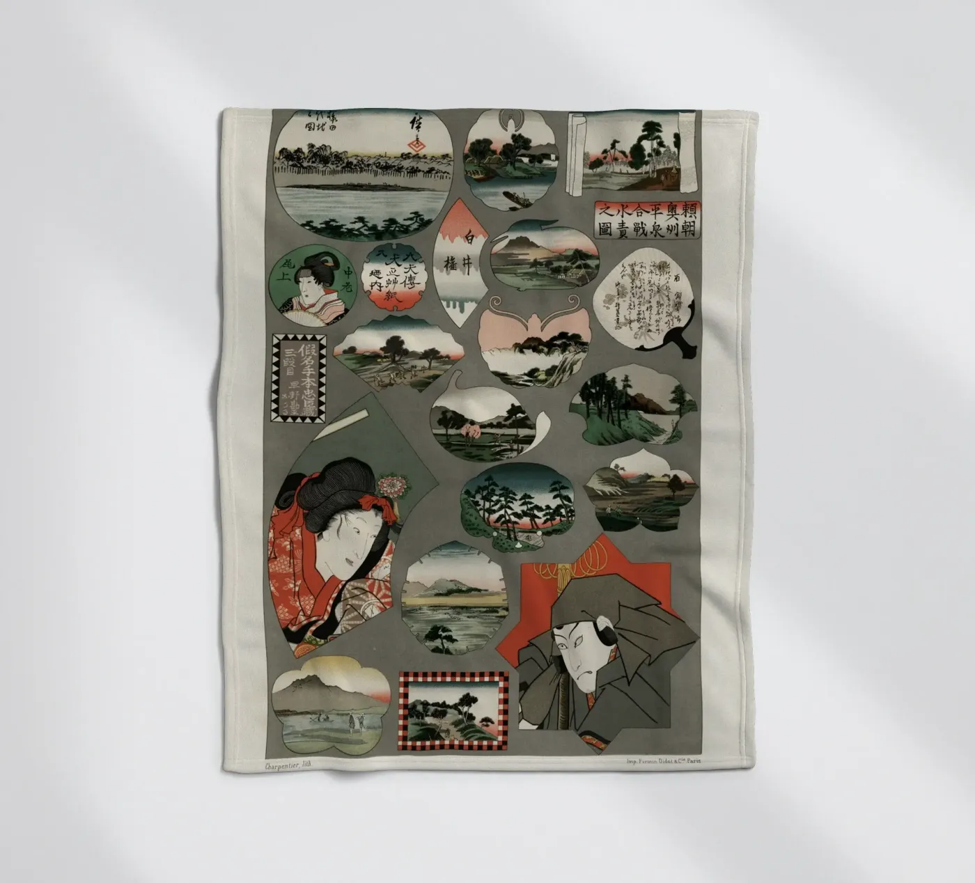 Japan pattern fleecedeken van vintageshop