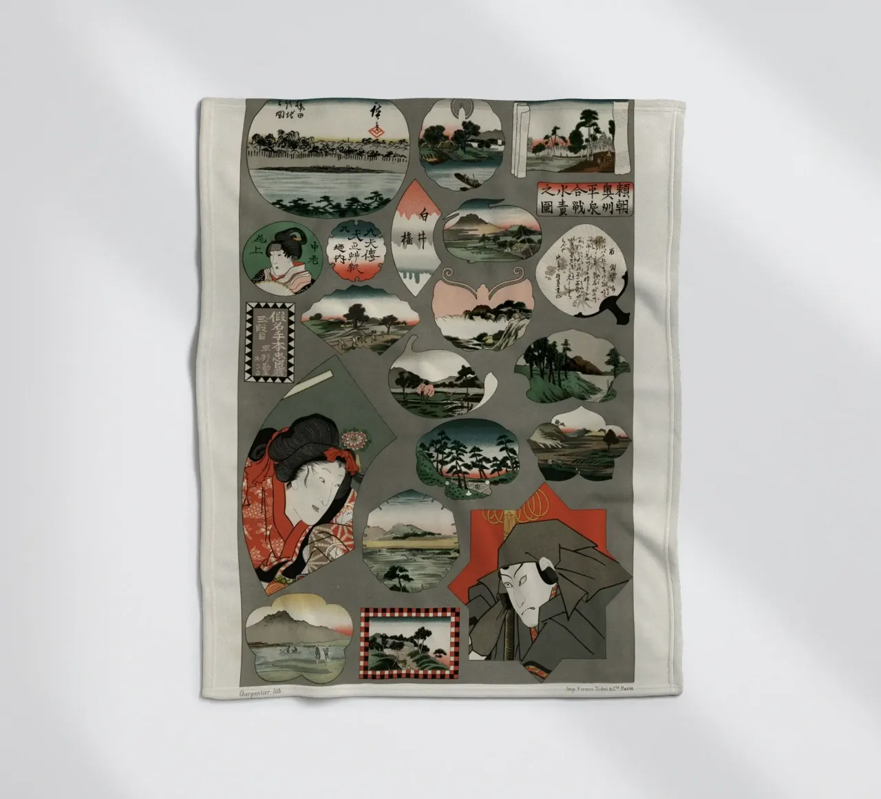 Japan pattern fleecedeken van vintageshop