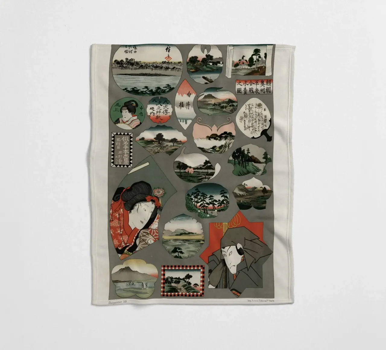 Japan pattern fleecedeken van vintageshop