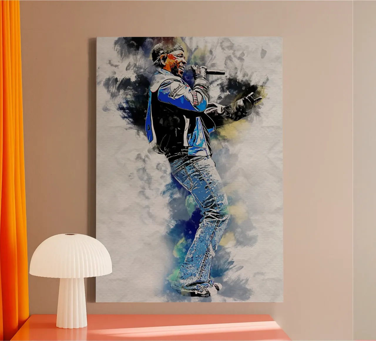 Smudge of Kendrick Lamar canvas with Floater frame by neonartroom