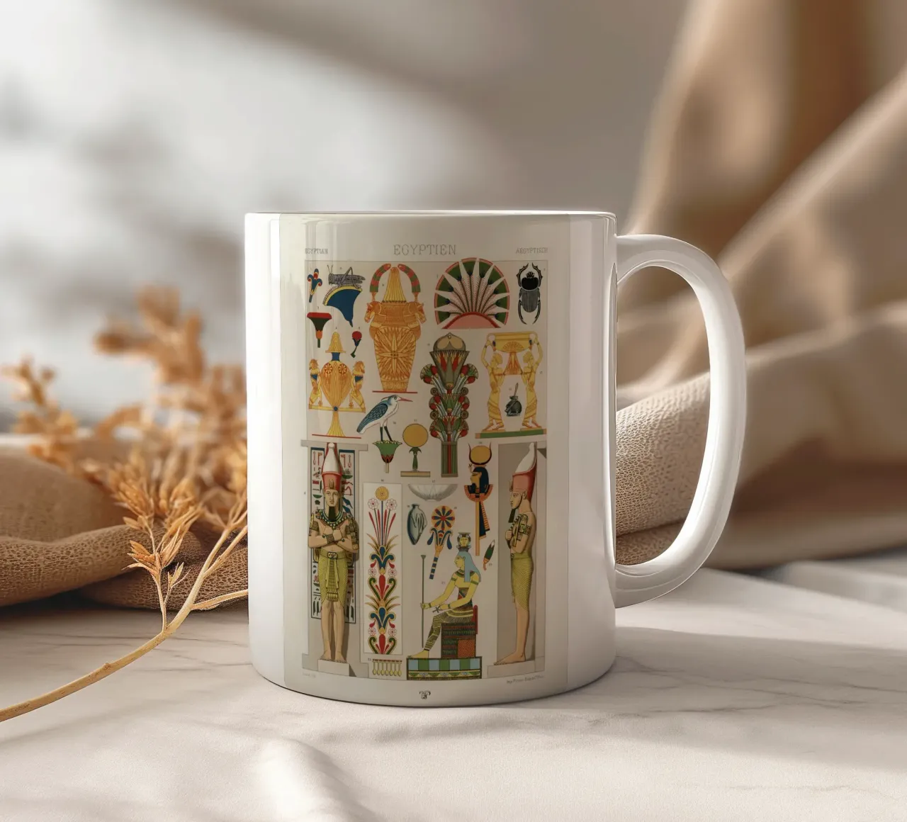 Egyptian pattern tazza in ceramica da vintageshop
