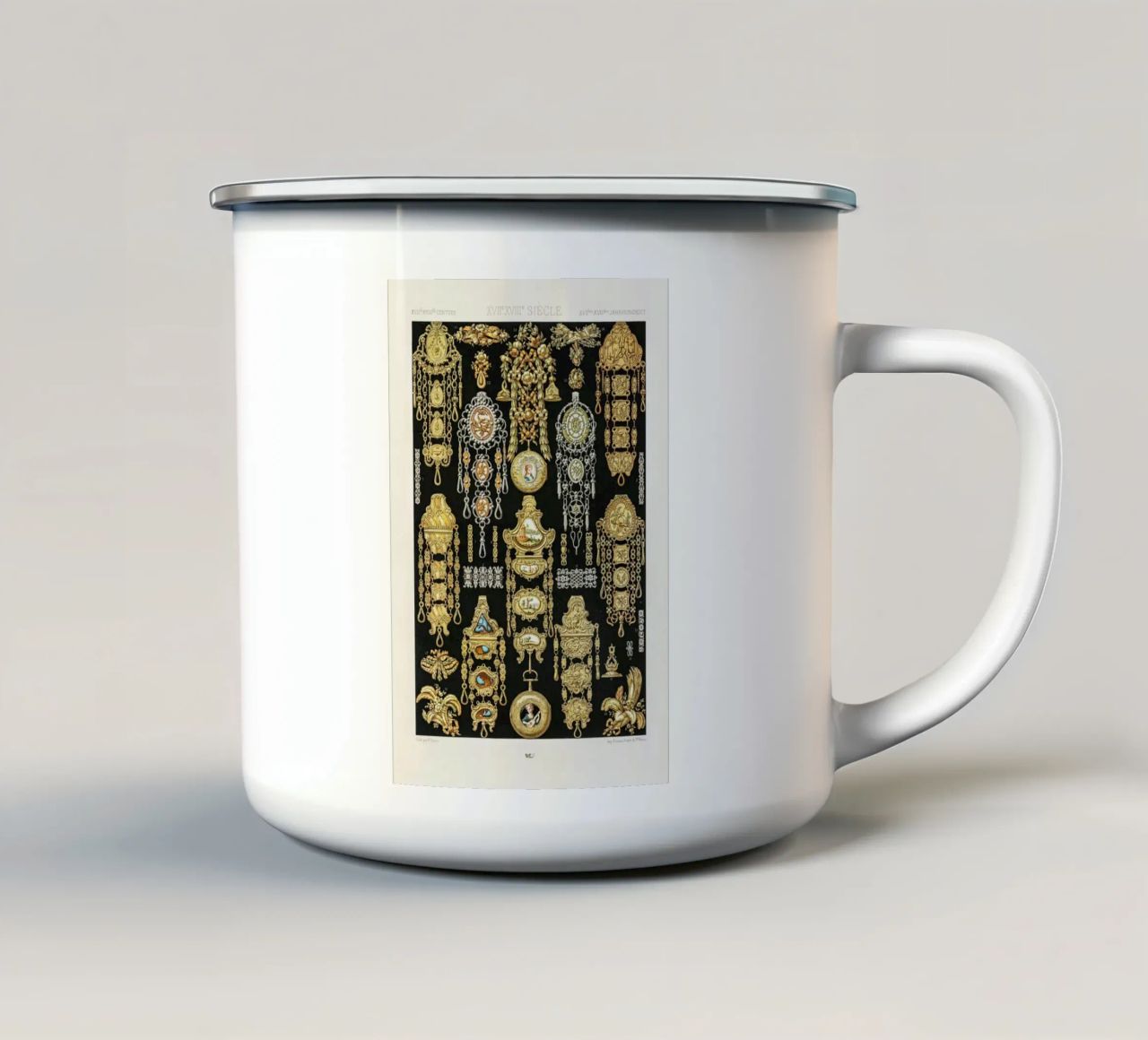 17th and 18th Century pattern. mug en émail de vintageshop