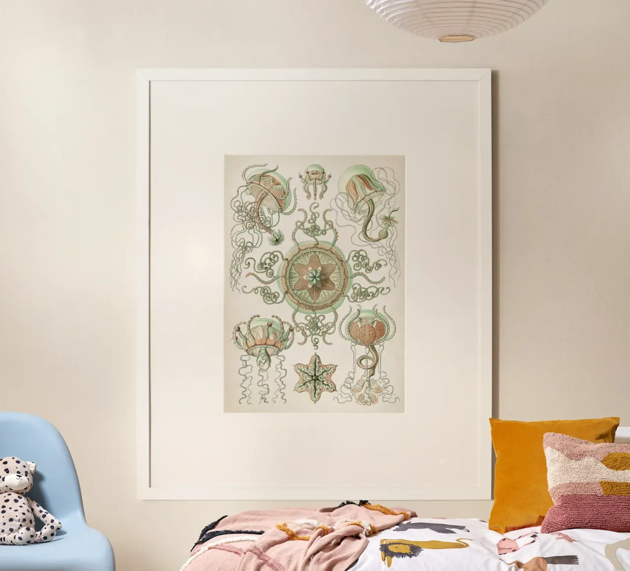 Vintage Haeckel 3 Tafel 26 Kolbenquallen poster con telaio in legno da Vintage Print Collection
