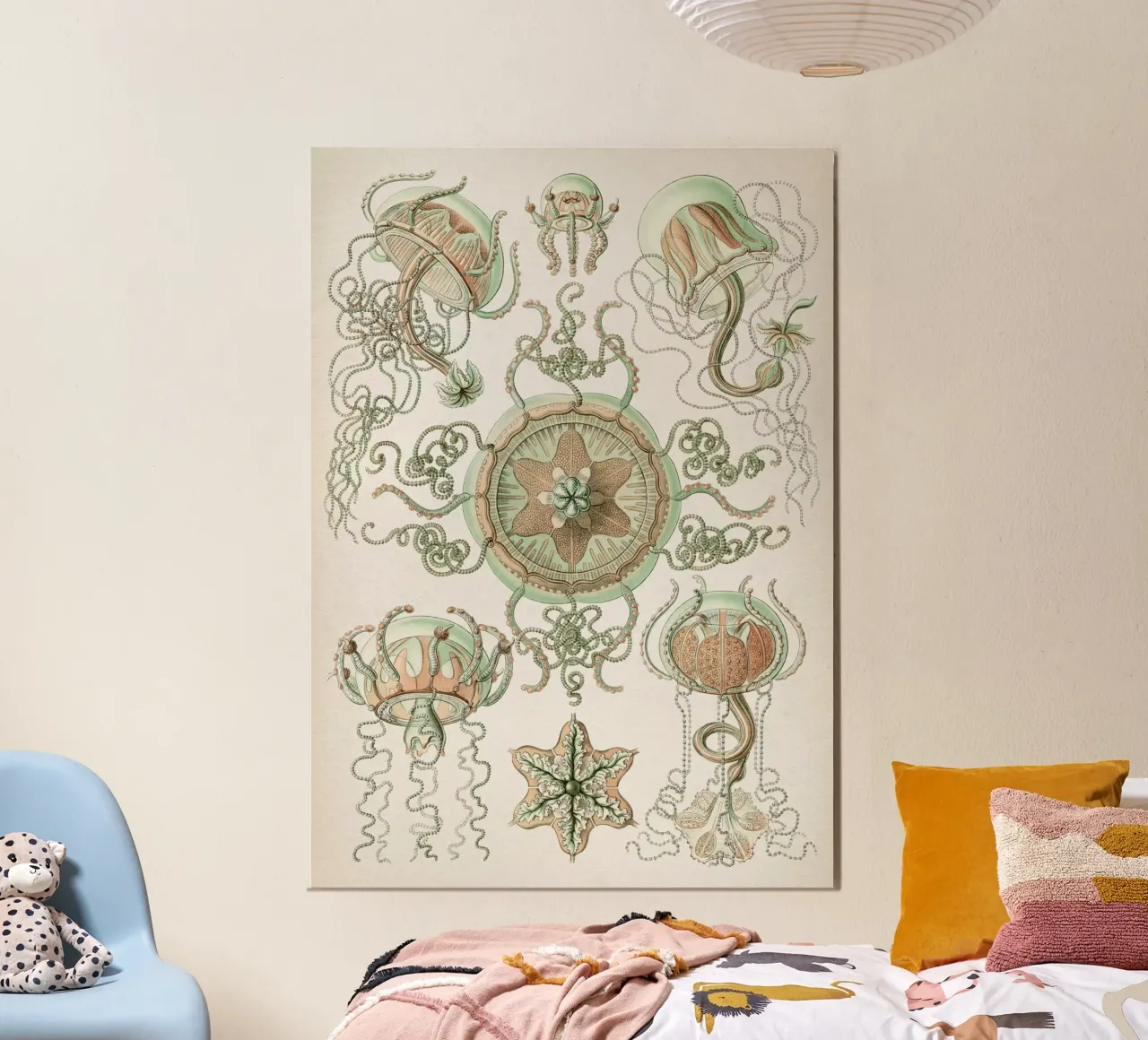 Vintage Haeckel 3 Tafel 26 Kolbenquallen poster con telaio in legno da Vintage Print Collection