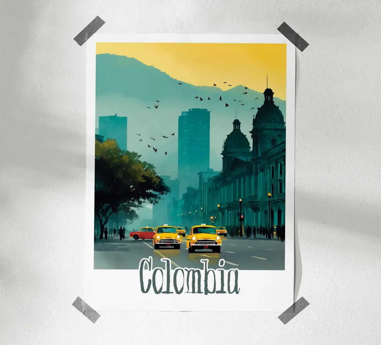 Affiche Colombie poster con telaio in legno da Frame the World