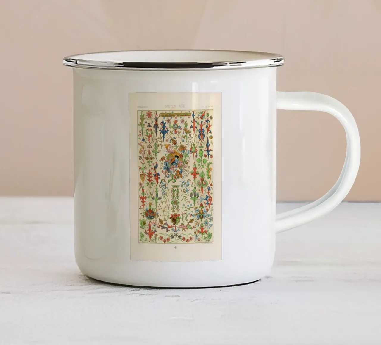 Medieval pattern mug en émail de vintageshop