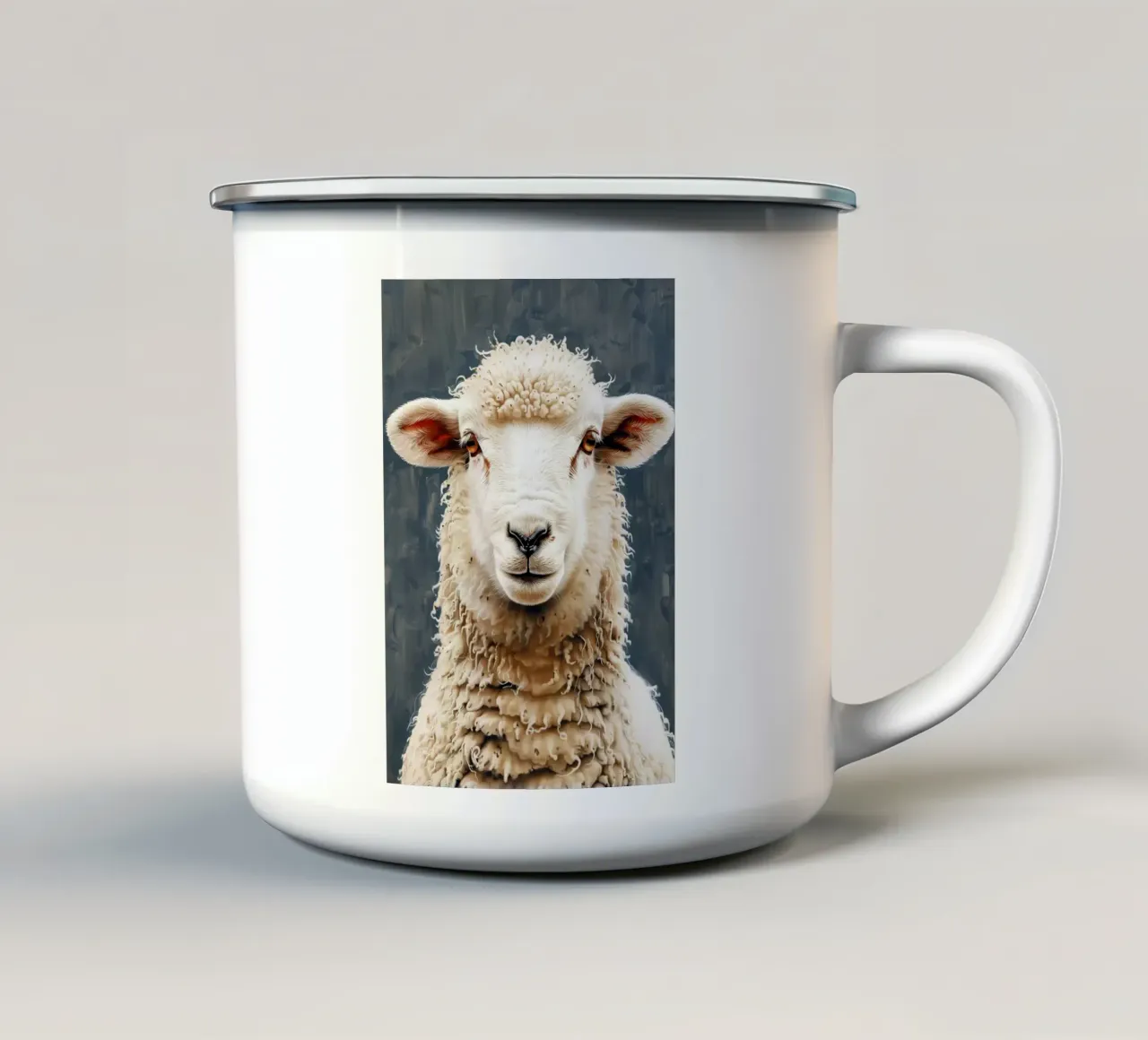 Ovejas taza de esmalte de Lionmixart
