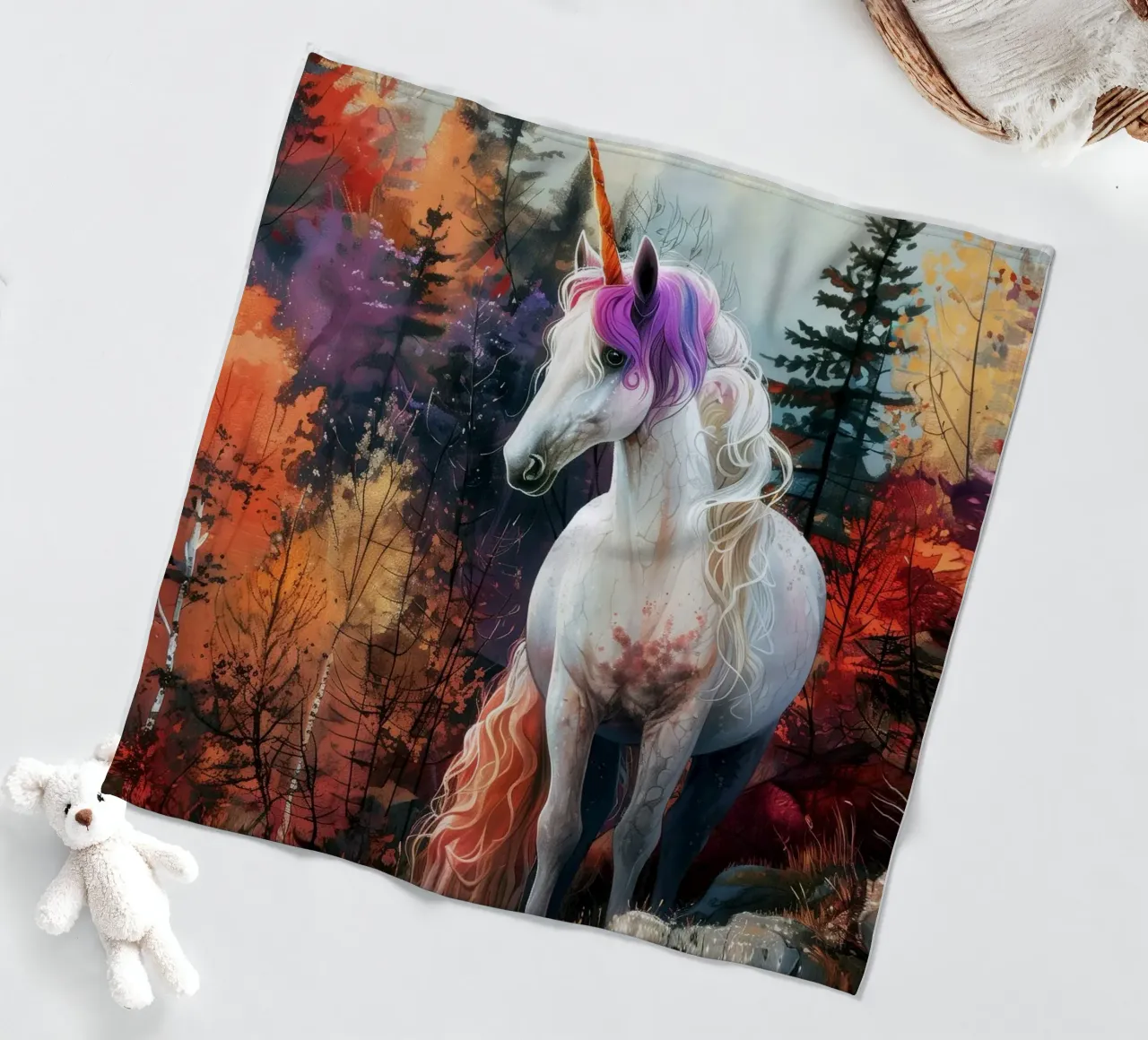 Magic Unicorn fleece blanket by Lionmixart