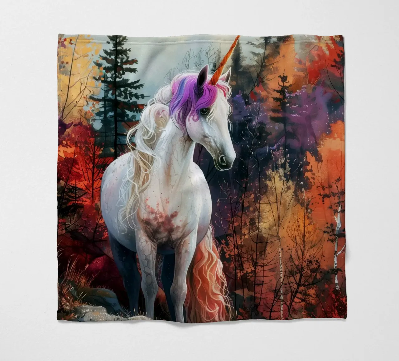 Magic Unicorn fleece blanket by Lionmixart