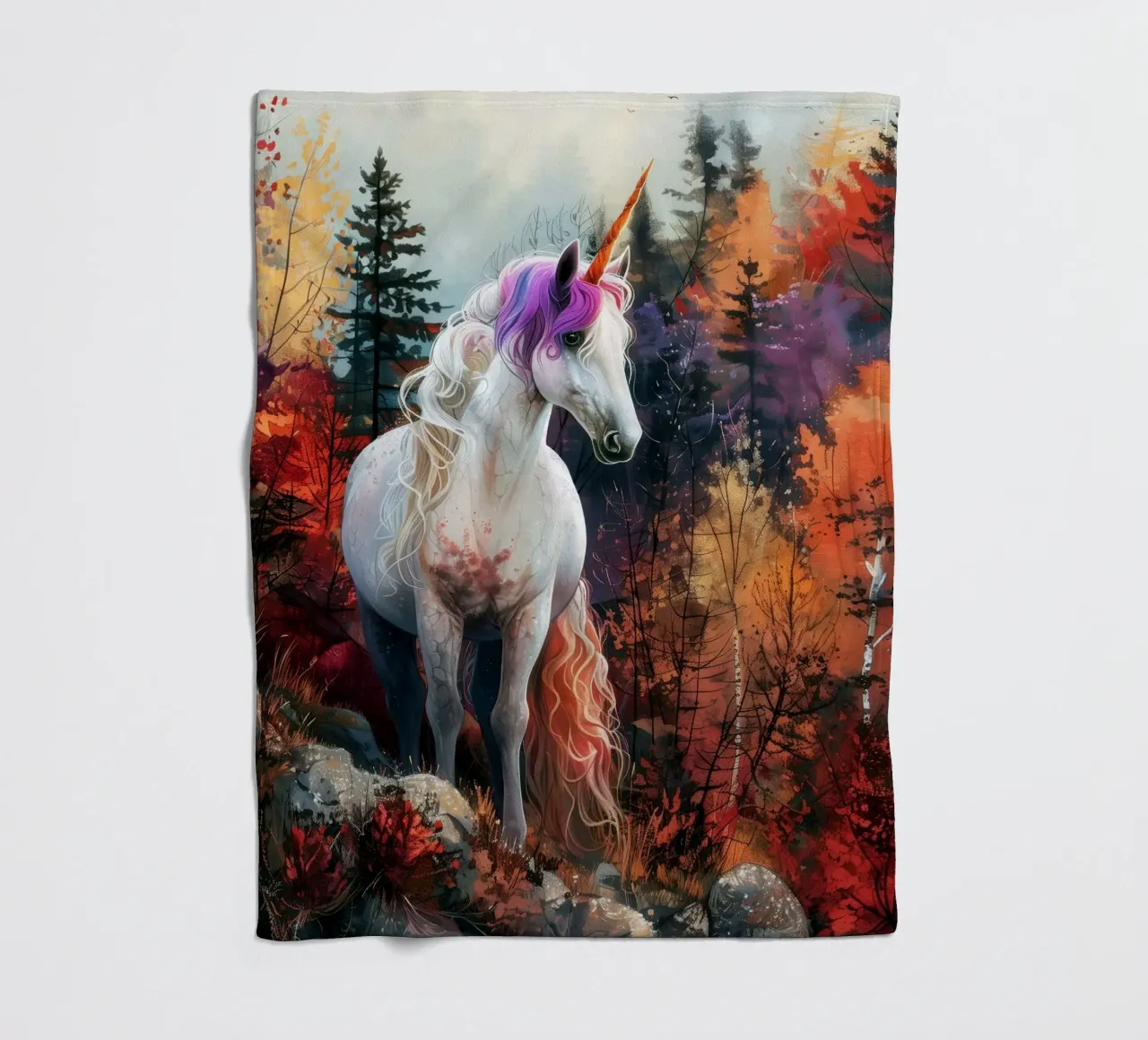 Magic Unicorn fleece blanket by Lionmixart
