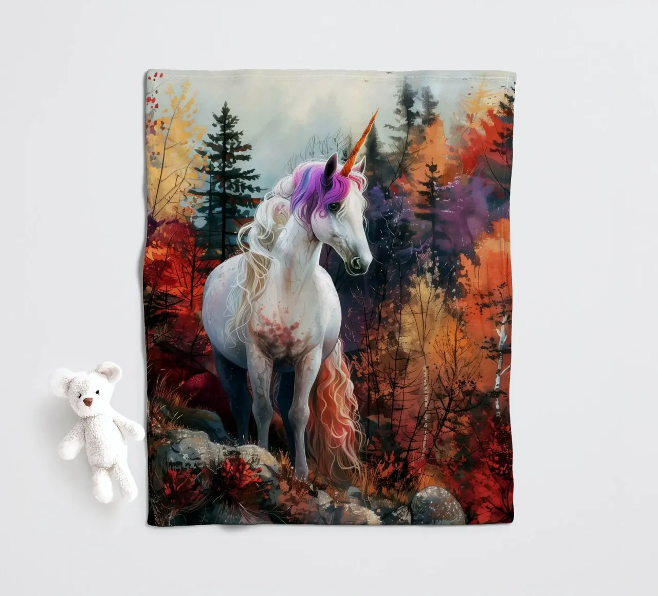 Magic Unicorn fleece blanket by Lionmixart