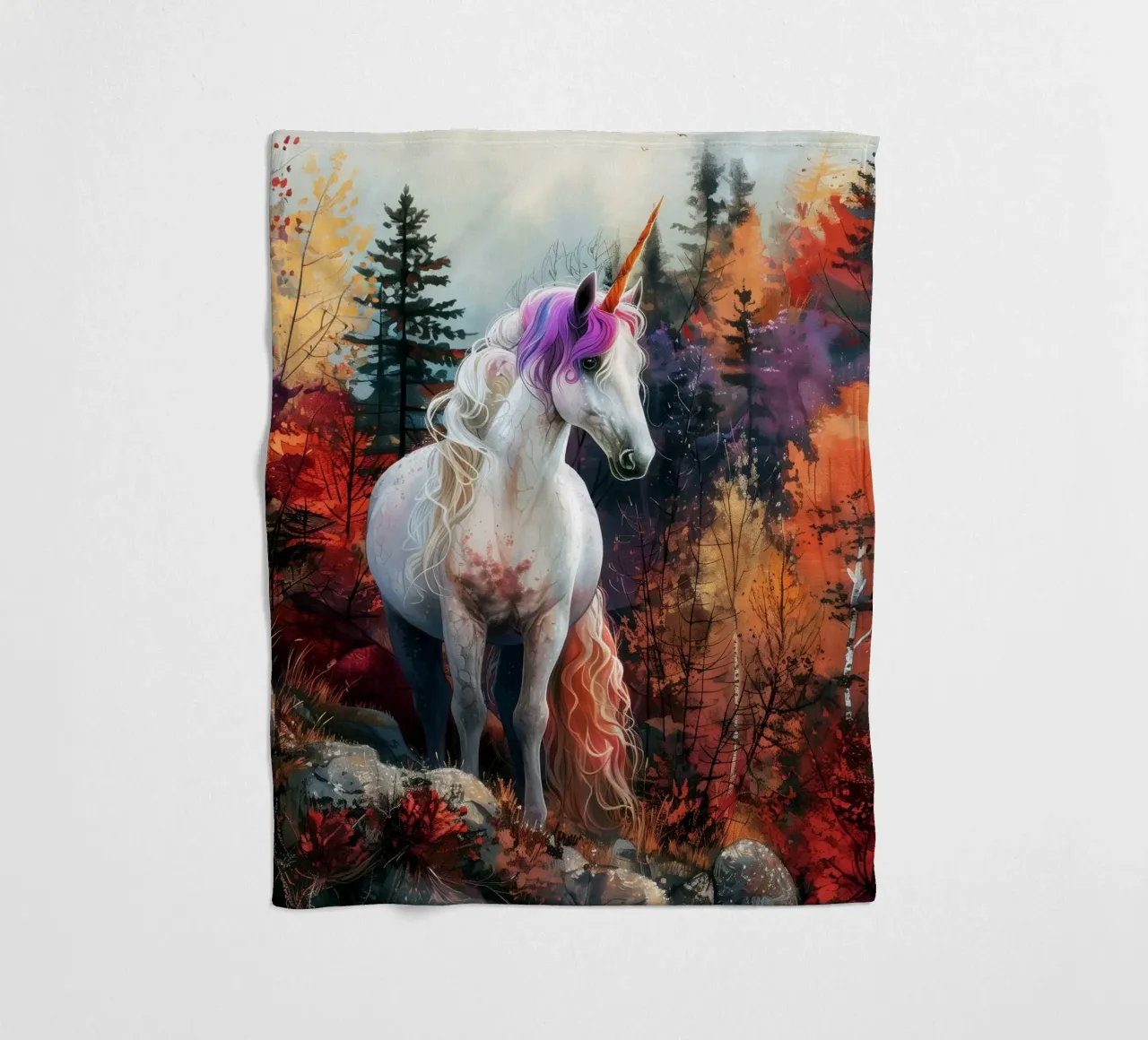 Magic Unicorn fleece blanket by Lionmixart