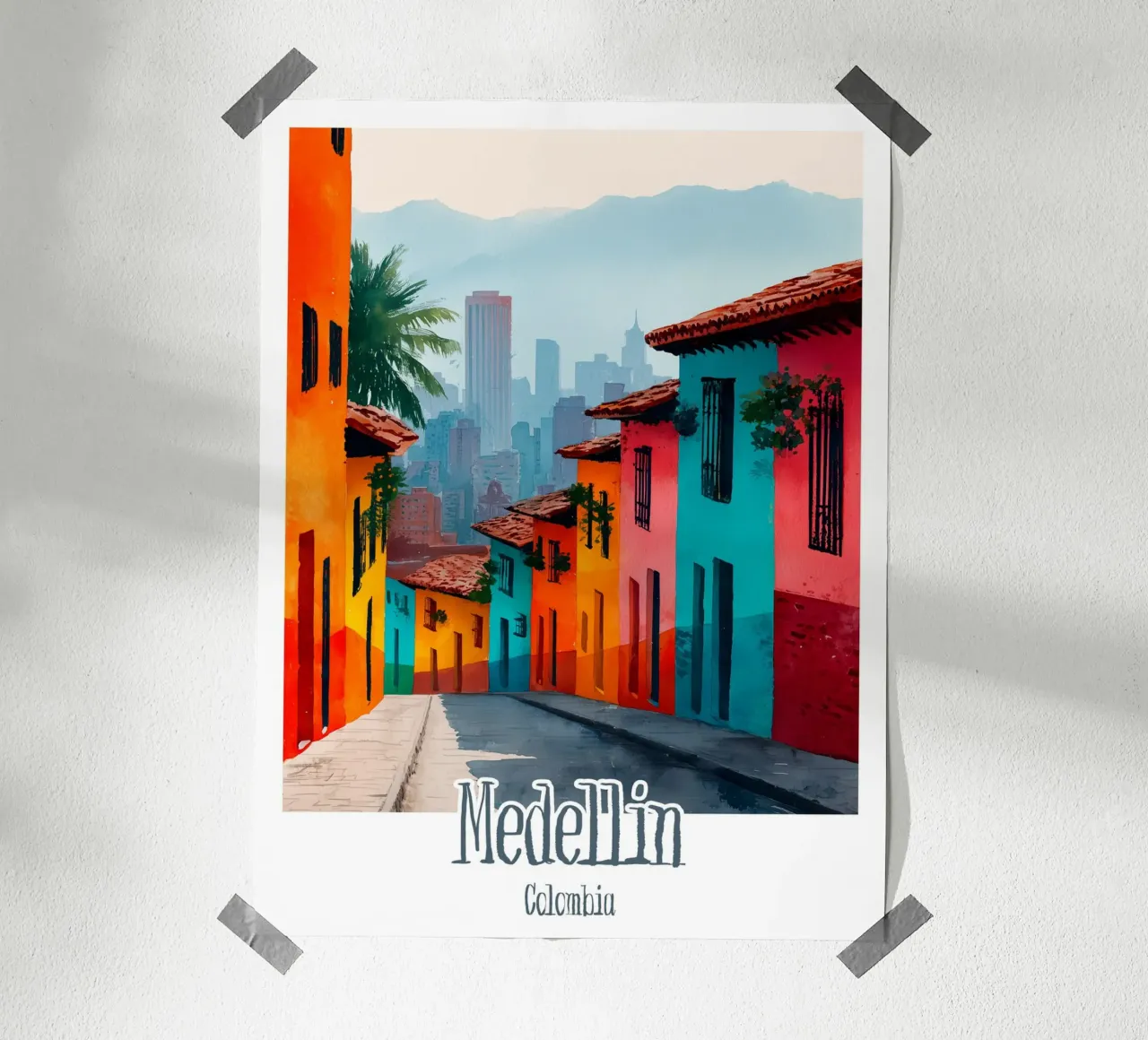 Affiche Medellin, Colombie poster con telaio in legno da Frame the World