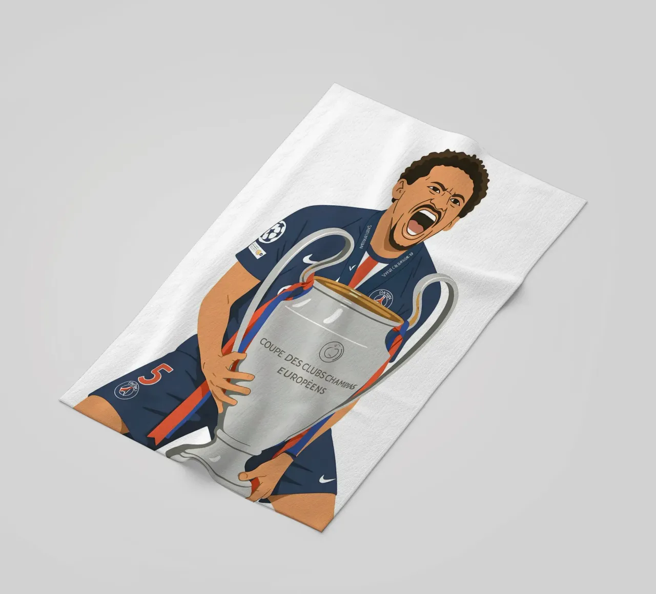 Marquinhos Minimalist beach towel by MoviesArt