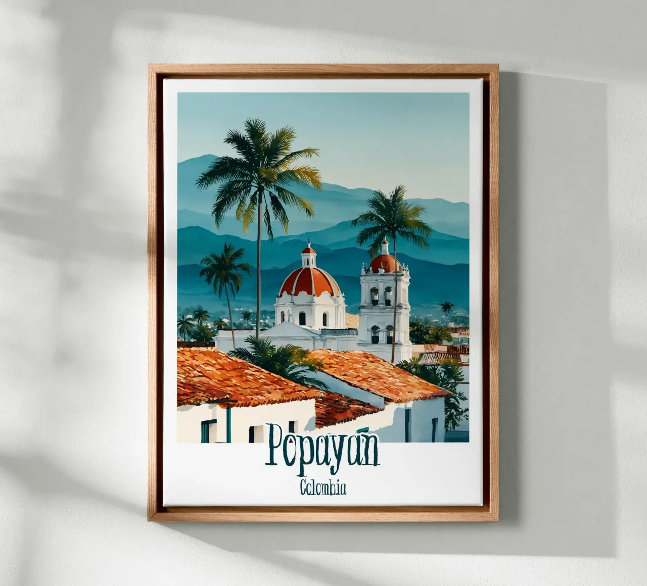 Affiche Popayán, Colombie lienzo con Marco flotante de Frame the World