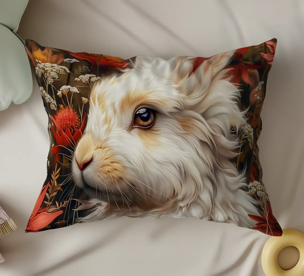 Coniglio bianco cuscino da Lionmixart