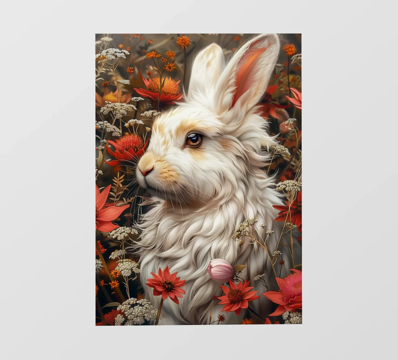 Wit konijn fotobehang van Lionmixart