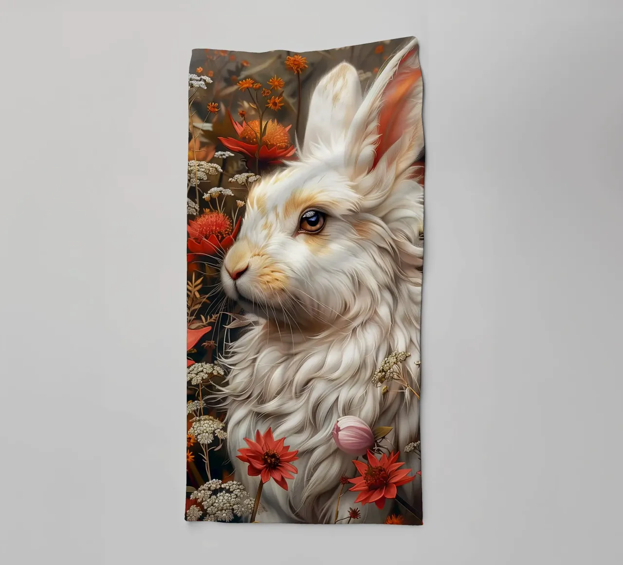 Coniglio bianco asciugamano da bagno da Lionmixart