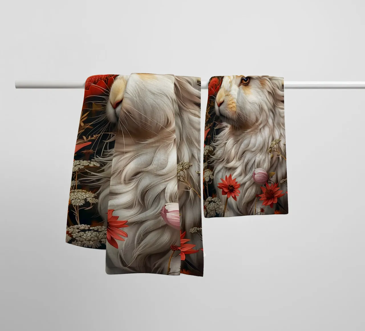 Coniglio bianco asciugamano da bagno da Lionmixart
