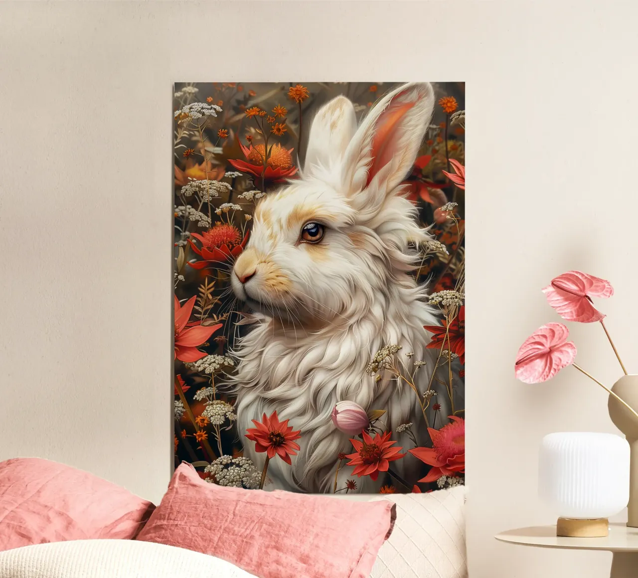 Coniglio bianco alluminio dibond da Lionmixart