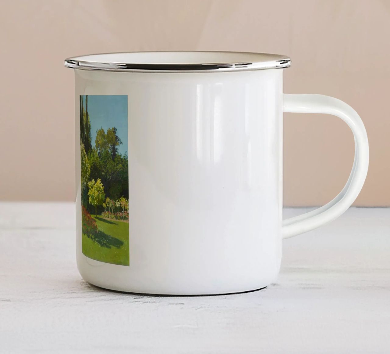 Signora in giardino di Claude Monet tazza in smalto da Art History