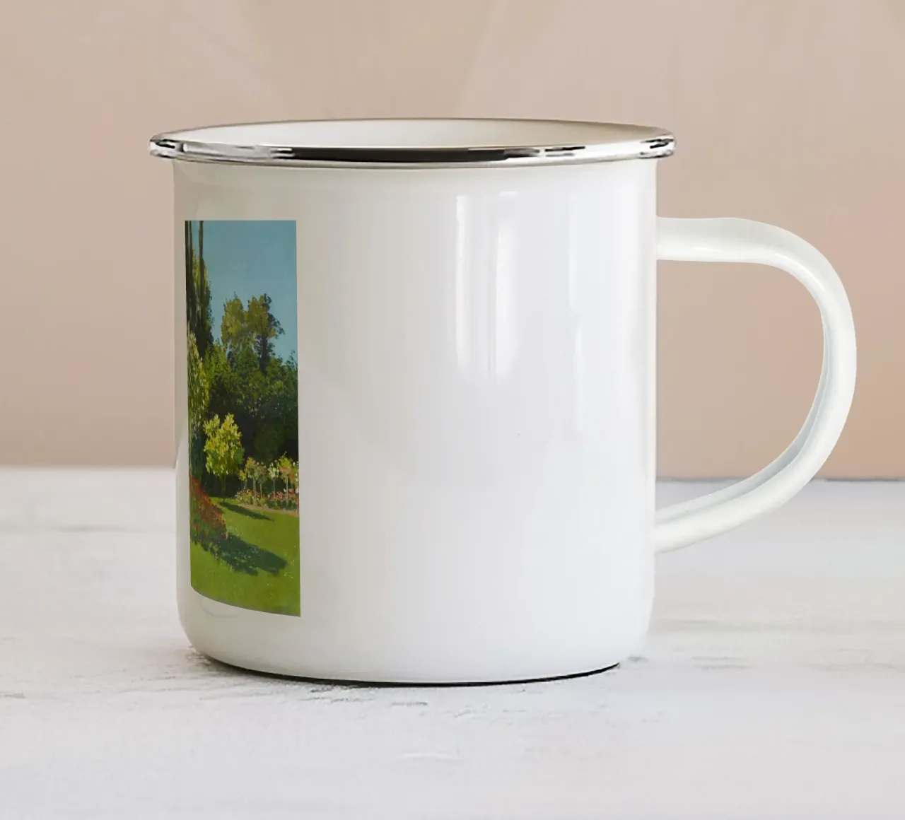 Signora in giardino di Claude Monet tazza in smalto da Art History