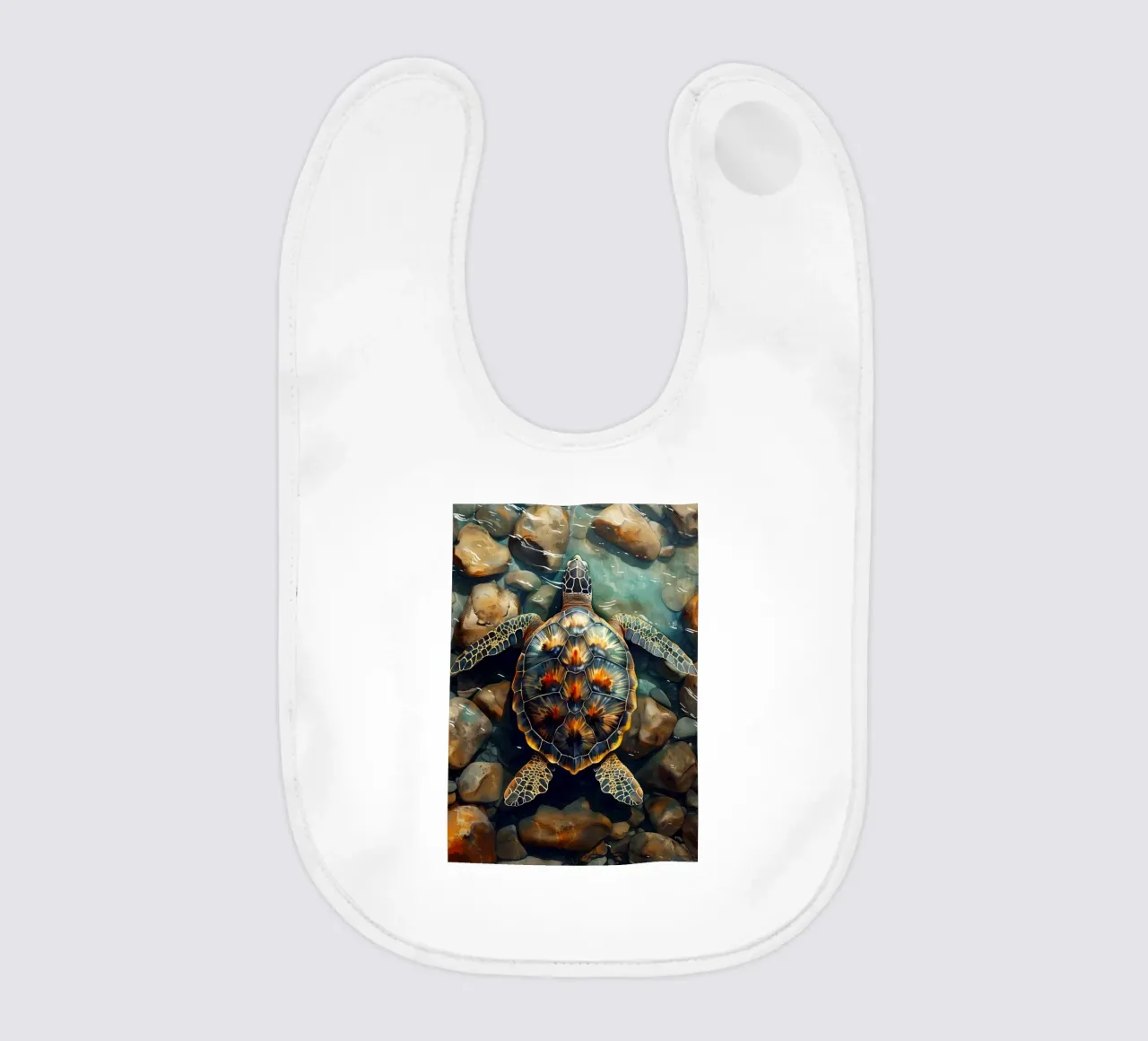Sea turtle baby bib by Lionmixart
