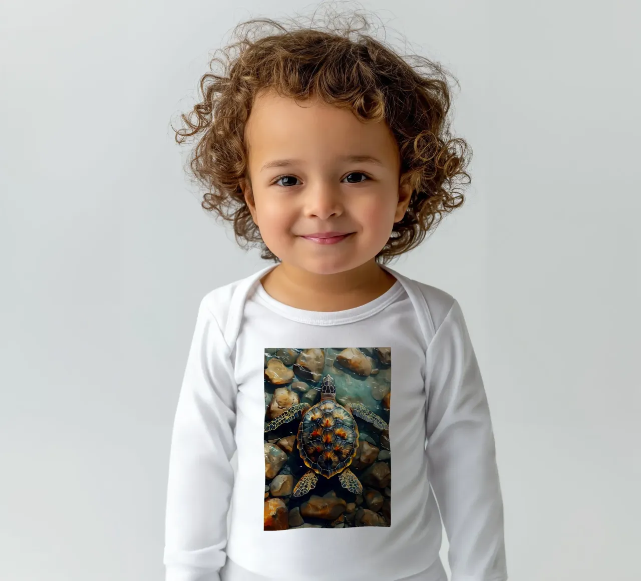 Sea turtle long-sleeve baby romper by Lionmixart