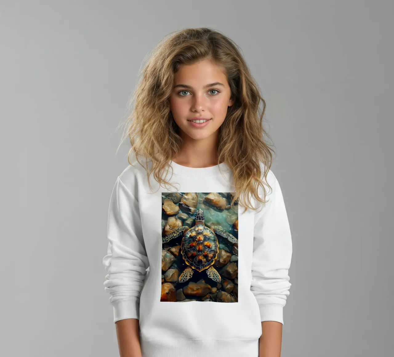 Sea turtle kids sweatshirt by Lionmixart