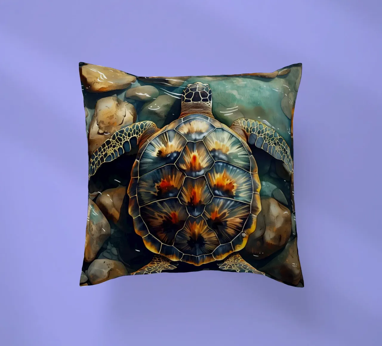 Sea turtle decorative cushion by Lionmixart