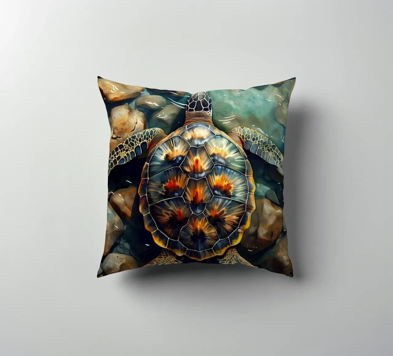 Sea turtle decorative cushion by Lionmixart