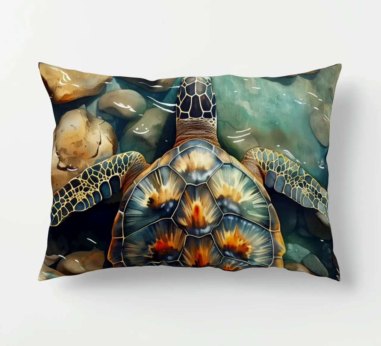 Sea turtle decorative cushion by Lionmixart