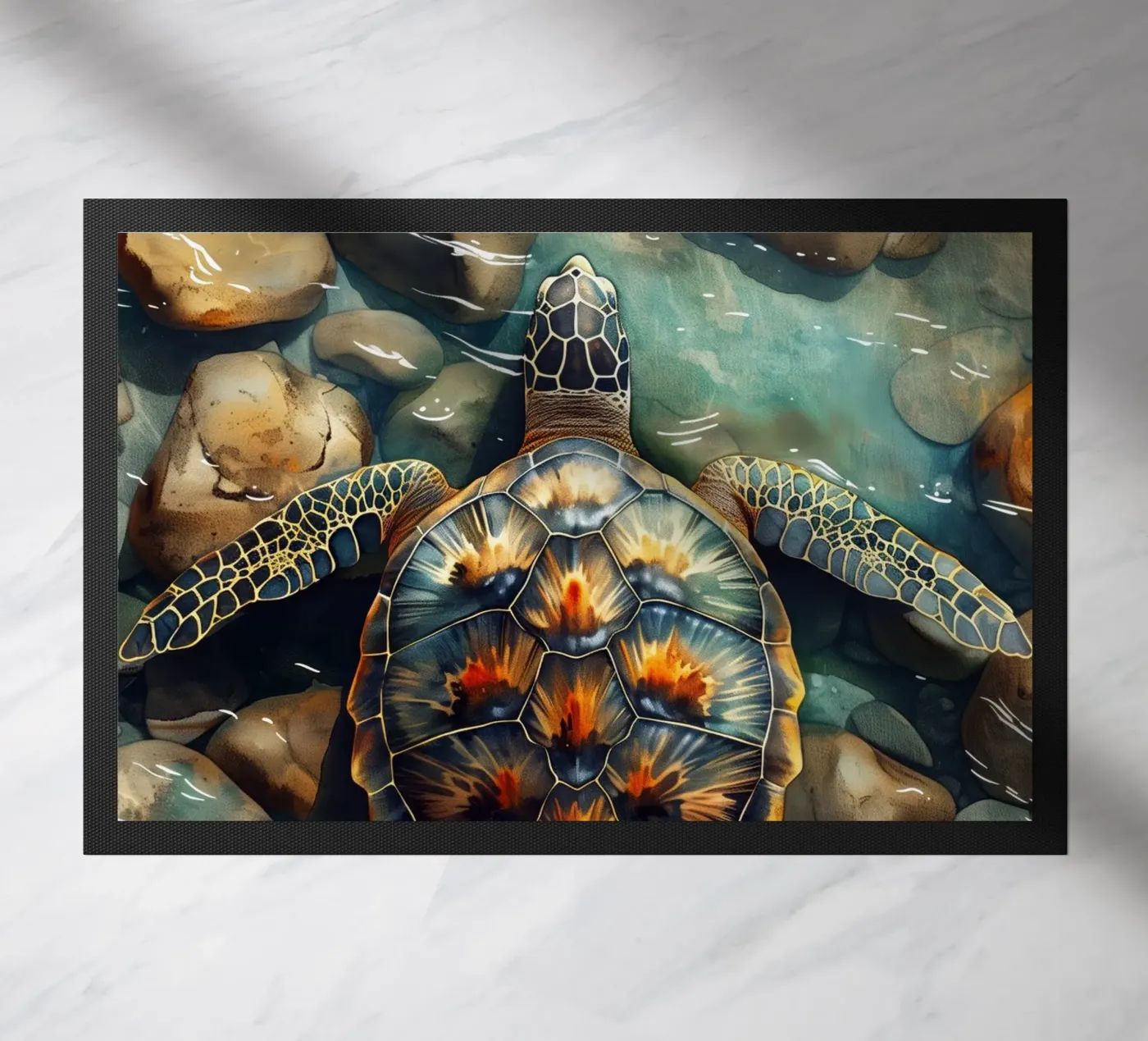 Sea turtle doormat by Lionmixart