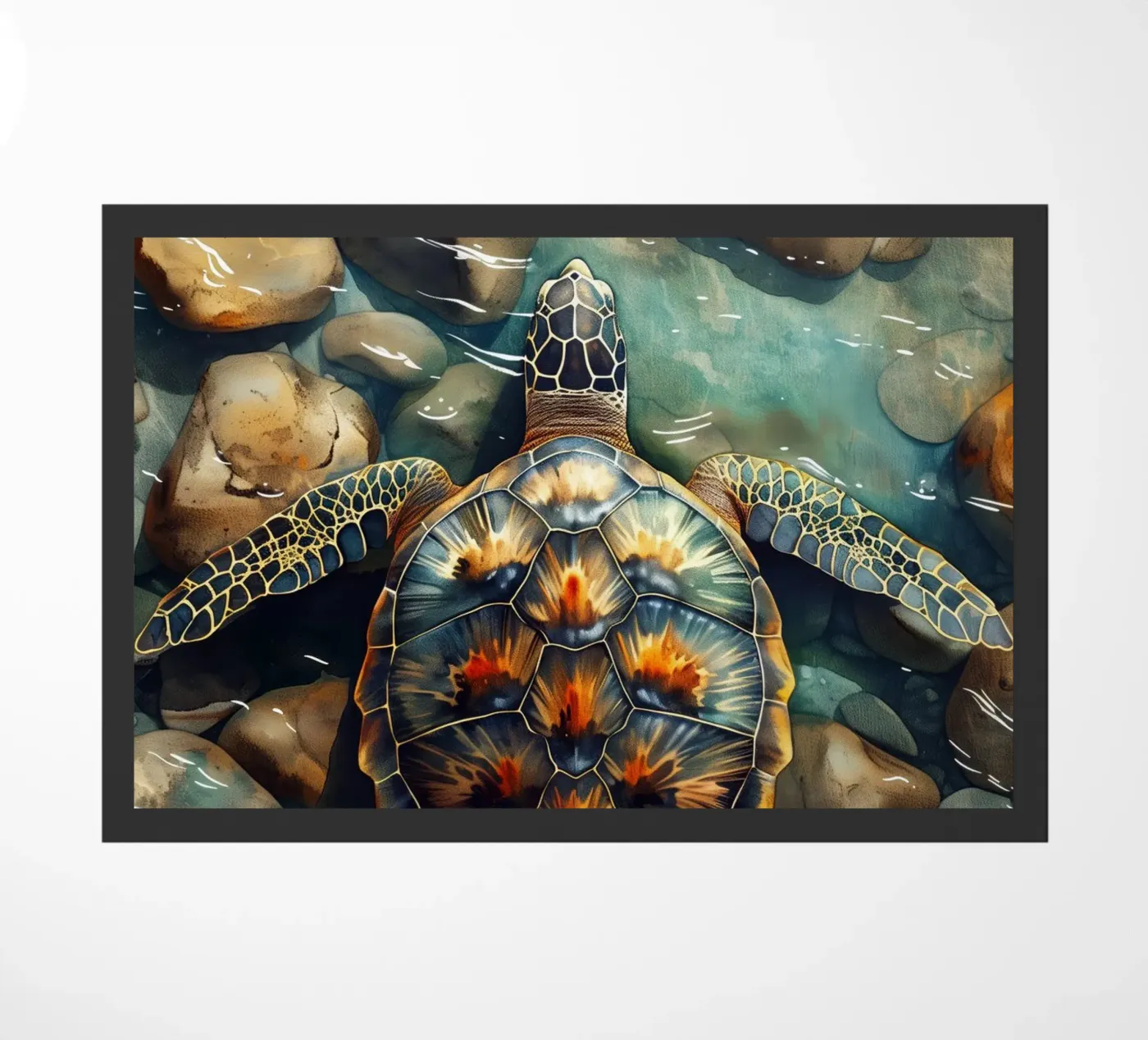 Sea turtle doormat by Lionmixart