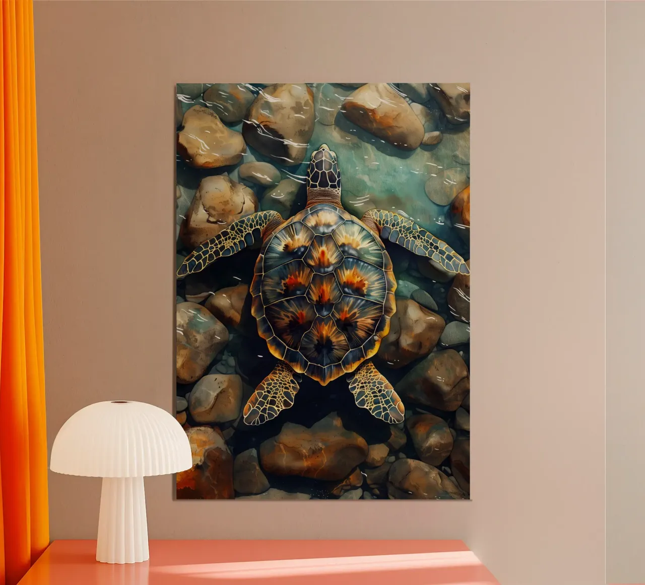 Sea turtle alu-dibond by Lionmixart