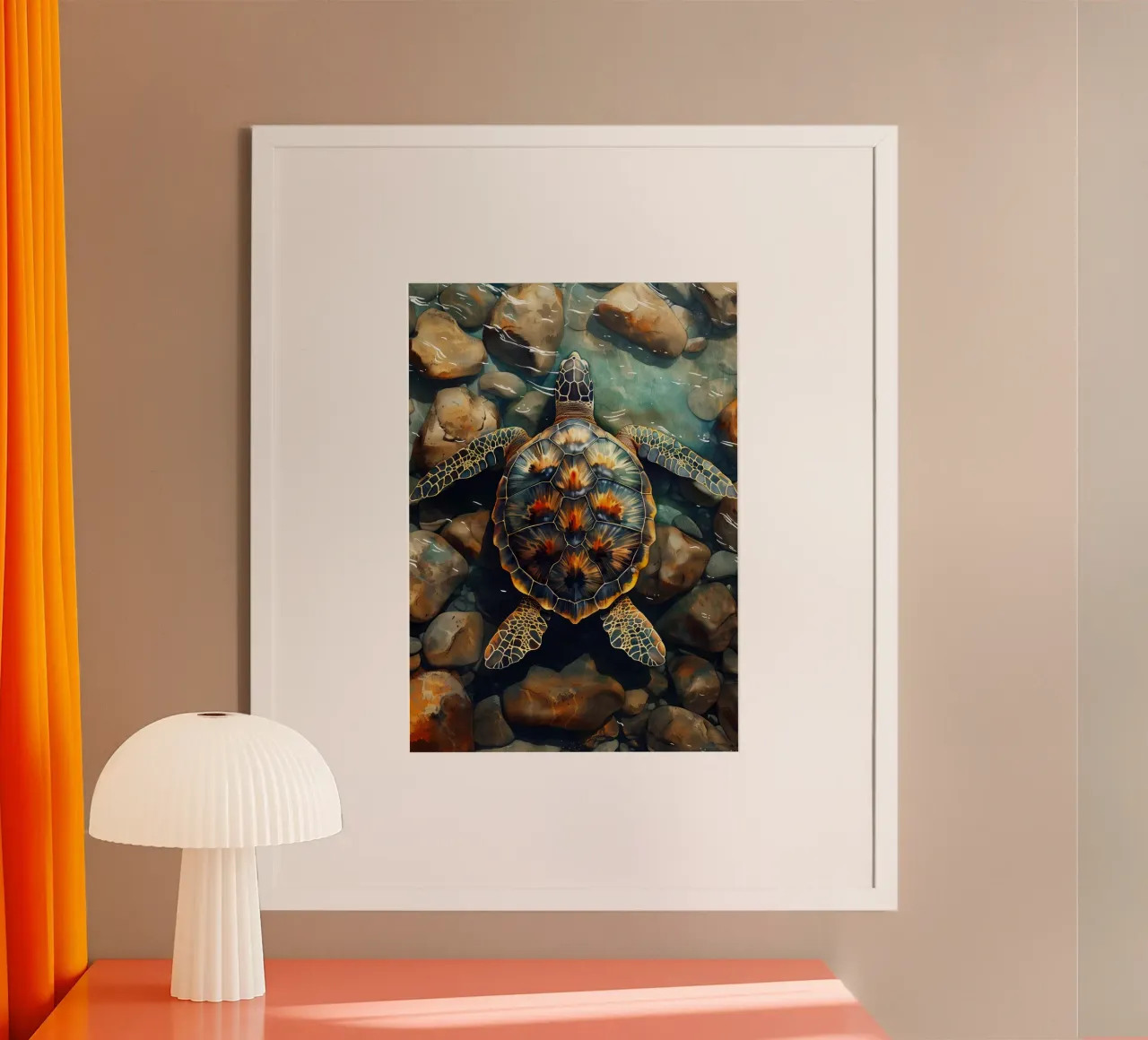 Tartaruga marina poster con telaio in alluminio da Lionmixart