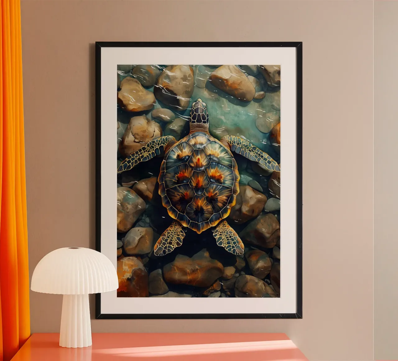Tartaruga marina poster con telaio in alluminio da Lionmixart