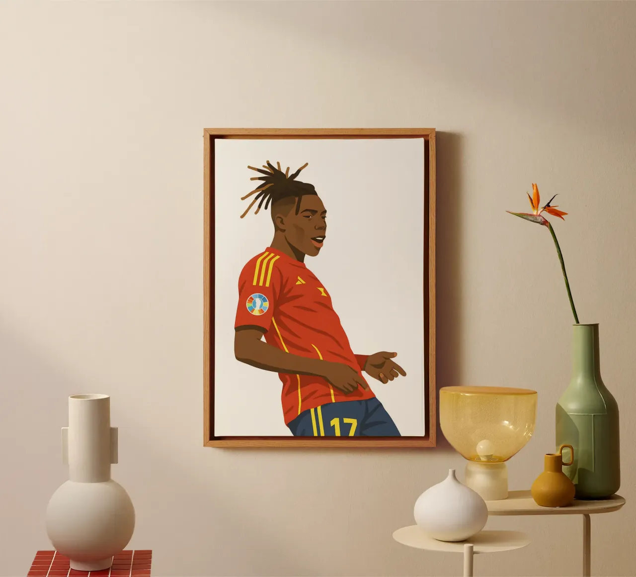 Nico Williams Minimalist canvas met Baklijst van MoviesArt