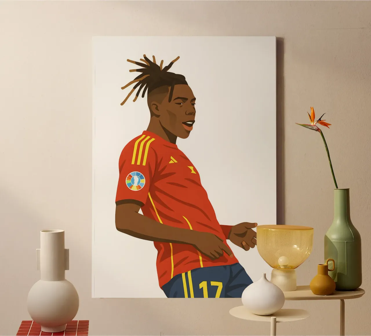 Nico Williams Minimalist canvas met Baklijst van MoviesArt