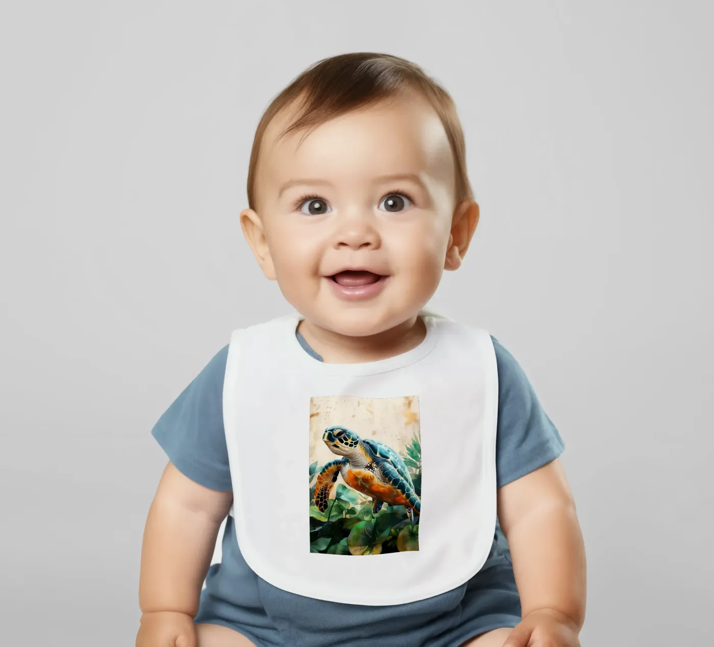 Turtle baby bib by Lionmixart