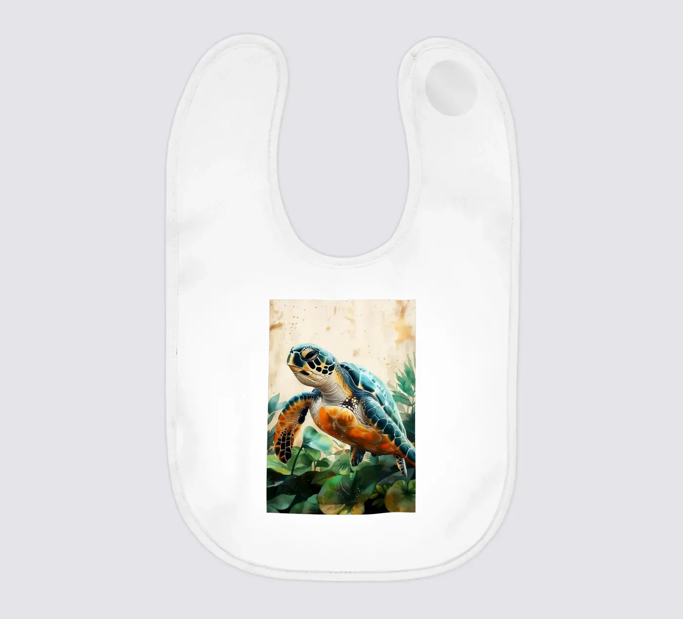 Turtle baby bib by Lionmixart