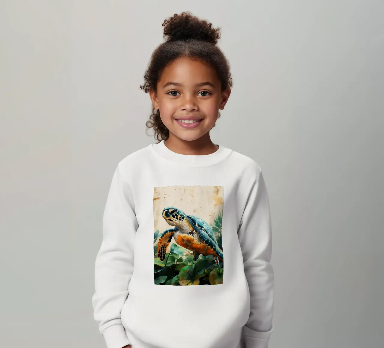 Turtle kids sweatshirt by Lionmixart