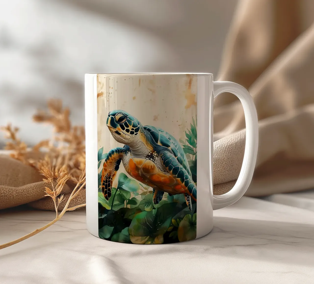 Turtle ceramic mug by Lionmixart