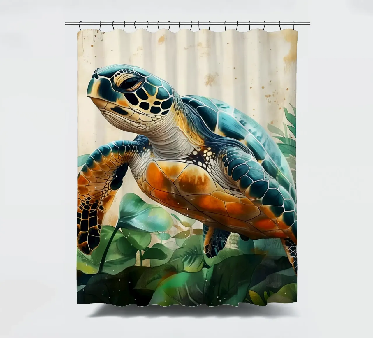 Turtle shower curtain by Lionmixart