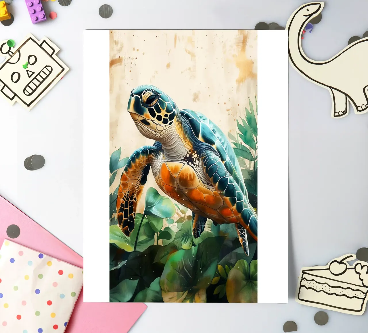 Turtle sticker sheet by Lionmixart