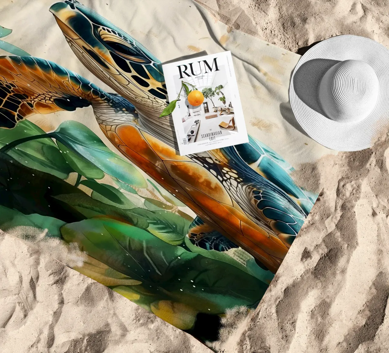 Turtle beach towel by Lionmixart