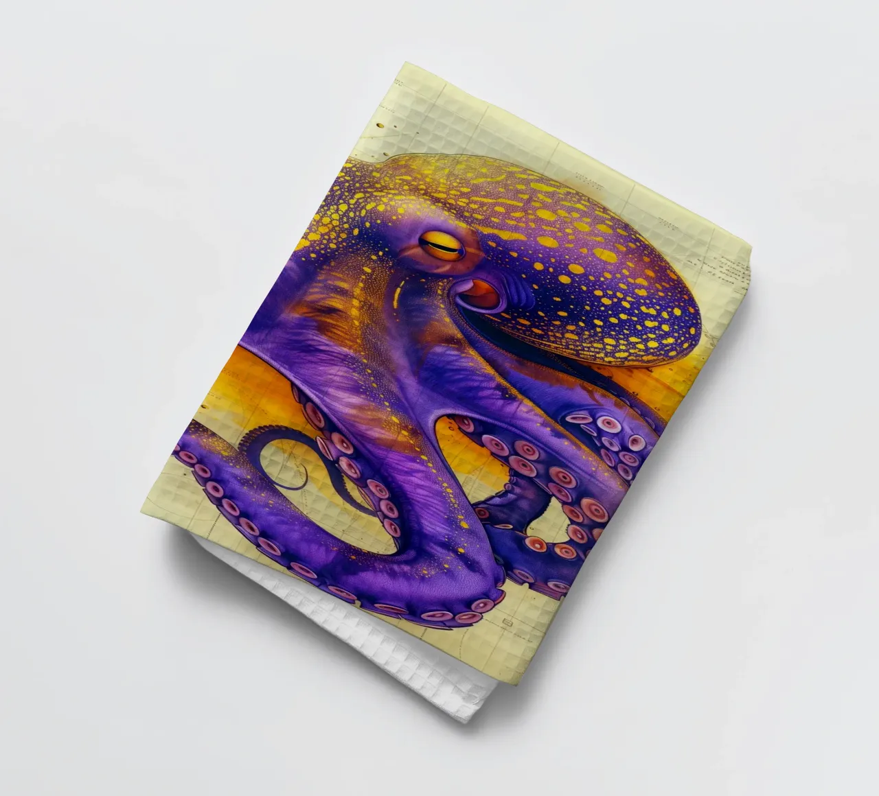 Lila Oktopus Geschirrtuch von Lionmixart