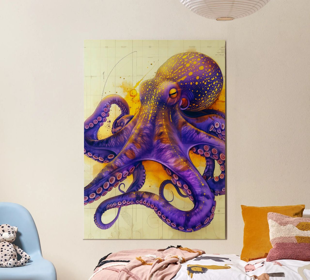 Poulpe violet poster de Lionmixart